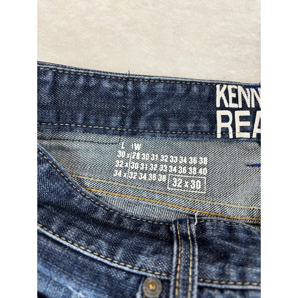 Kenneth Cole Reaction Men's 32x30 Slim Jeans Grungy Dark Wash Honeycombing Denim